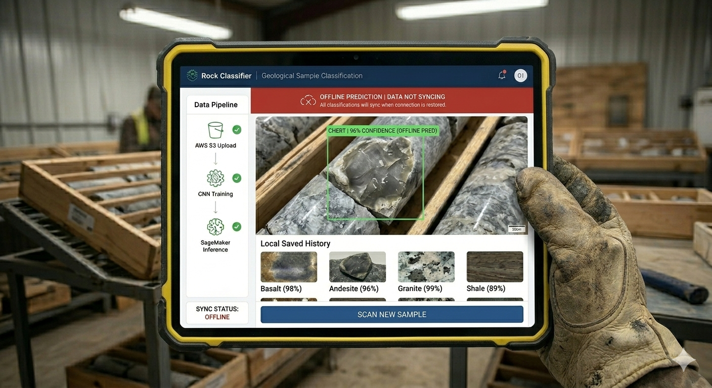 Rock Classifier mobile app in Offline Mode